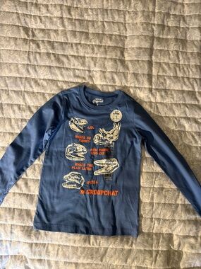 OshKosh B'gosh Blue Long-Sleeve 'Groupchat' Dinosaur Graphic Tee